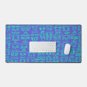 Blue and Green Doodle Desk Mat – Abstract Artistic デスクマット (キーボード&マウス)