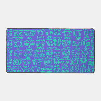 Blue and Green Doodle Desk Mat – Abstract Artistic デスクマット