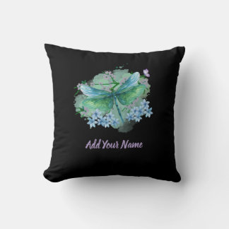 Blue and Green Dragonfly Throw Pillow クッション