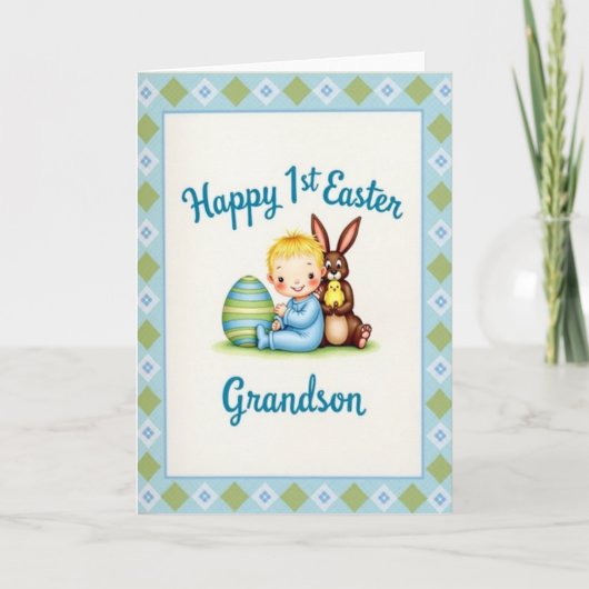 Blue And Green Easter Card カード (正面)