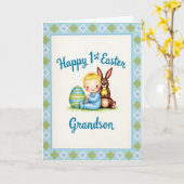 Blue And Green Easter Card カード (黄色い花)