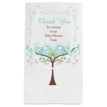 Blue and Green Floral Bird Baby Shower Thank You