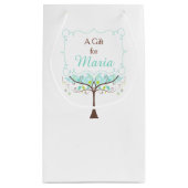 Blue and Green Floral Bird Bridal Shower Thank You スモールペーパーバッグ (裏面)