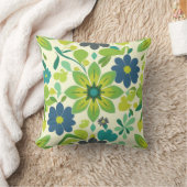 Blue and Green Floral Square Throw Pillow クッション (ブランケット)