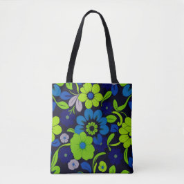 Blue and Green Floral Tote Bag トートバッグ