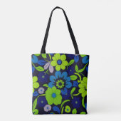 Blue and Green Floral Tote Bag トートバッグ (裏面)