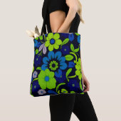 Blue and Green Floral Tote Bag トートバッグ (クローズアップ)