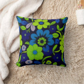 Blue and Green Flower Throw pillow クッション (ブランケット)