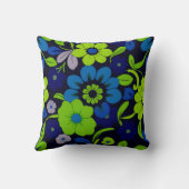 Blue and Green Flower Throw pillow クッション (裏面)