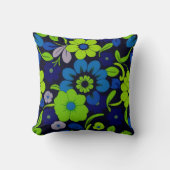 Blue and Green Flower Throw pillow クッション (正面)