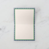 Blue and Green Gingham Plaid Tartan Monogram ノートカード (内部)