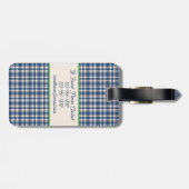 Blue and Green Gingham Plaid Tartan Monogram ラゲッジタグ (裏面横)
