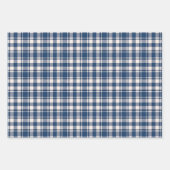 Blue and Green Gingham Plaid Tartan Monogram ラッピングペーパーシート (正面2)