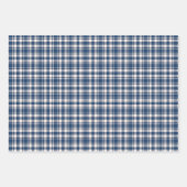 Blue and Green Gingham Plaid Tartan Monogram ラッピングペーパーシート (正面)