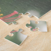 Blue and Green Hummingbird and orange Hibiscus ジグソーパズル (側面)