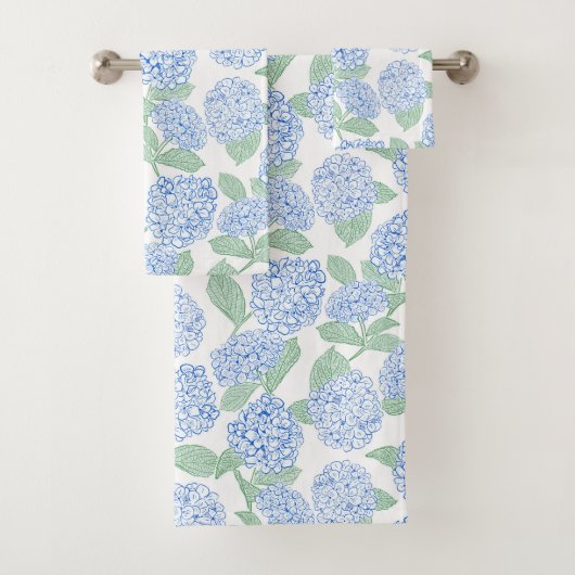 Blue and Green Hydrangea Floral Bath Towel Set バスタオルセット (インサイチュ)