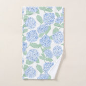 Blue and Green Hydrangea Floral Bath Towel Set バスタオルセット (ハンドタオル)
