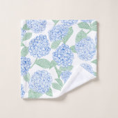 Blue and Green Hydrangea Floral Bath Towel Set バスタオルセット (ウォッシュタオル)