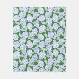 Blue and Green Hydrangea Floral Throw Blanket フリースブランケット