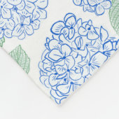 Blue and Green Hydrangea Floral Throw Blanket フリースブランケット (角)