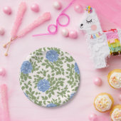 Blue and Green Hydrangea Florals ペーパープレート (パーティー)