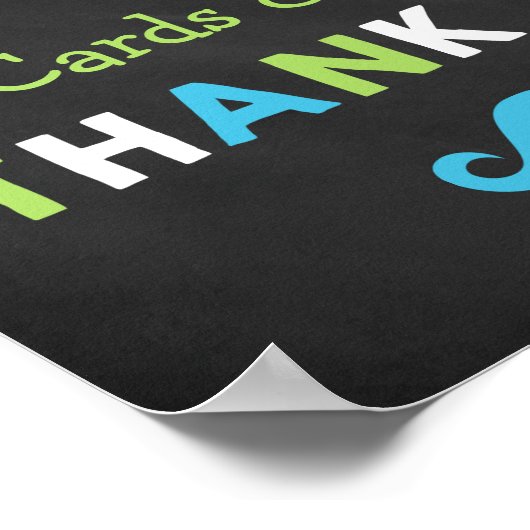 Blue and Green Mustache Chalkboard Baby Shower ポスター (角)