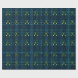 Blue and Green Plaid Teddy Bear Wrapping Paper ラッピングペーパー