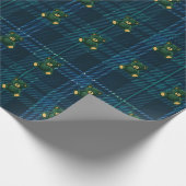 Blue and Green Plaid Teddy Bear Wrapping Paper ラッピングペーパー (角)