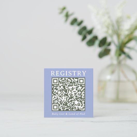 Blue and Green Simple Registry Shoppable QR Code エンクロージャーカード (スタンド正面)