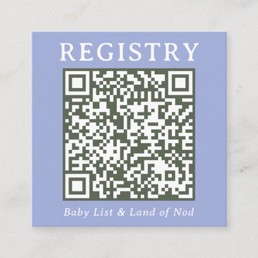 Blue and Green Simple Registry Shoppable QR Code エンクロージャーカード (正面)