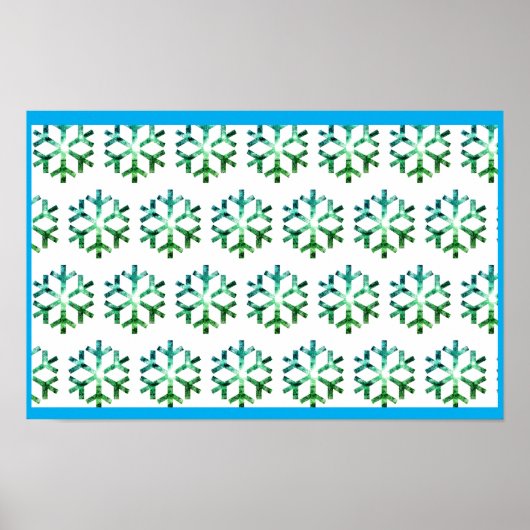 Blue and Green Snow Flake on a Christmas Wall  ポスター (正面)