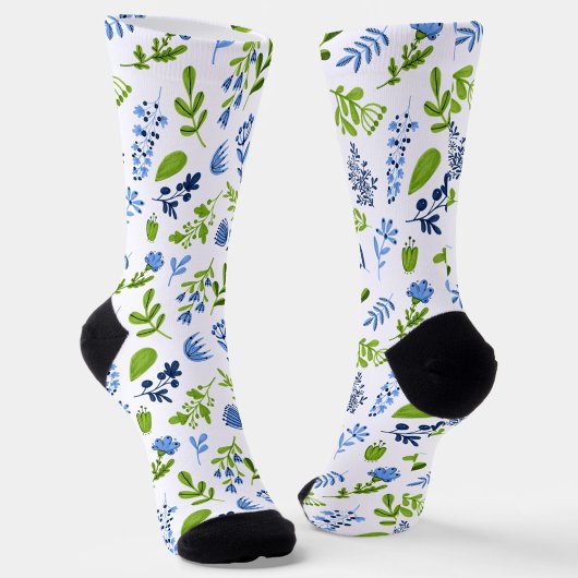 Blue and Green Spring Floral  ソックス