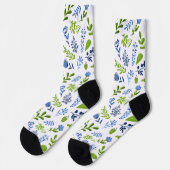Blue and Green Spring Floral  ソックス (左)