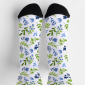 Blue and Green Spring Floral  ソックス (上部)