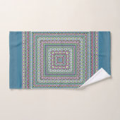 Blue and green square ethnic ornament scarf バスタオルセット (ハンドタオル)