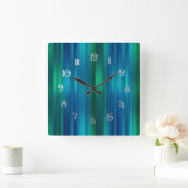 Blue and Green Striped Tree Skirt スクエア壁時計 (ホーム)