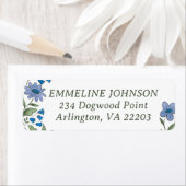 Blue and Green Sweet Country Floral Address ラベル (インサイチュ)