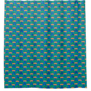 Blue and Green Tribal Green Sea Turtles シャワーカーテン