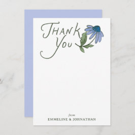 Blue and Green Wildflower Flat Thank You Notes サンキューカード