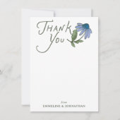 Blue and Green Wildflower Flat Thank You Notes サンキューカード (正面)