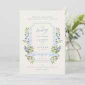 blue and greenery all in one RSVP DETAILS wedding 招待状 (スタンド正面)