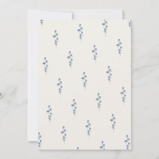 blue and greenery garden crest wreath wedding 招待状 (裏面)