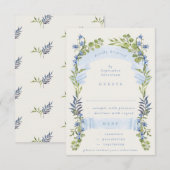 blue and greenery spring elegant wedding 出欠カード (正面/裏面)