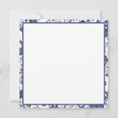 Blue and Grey Floral Monogram ノートカード (裏面)