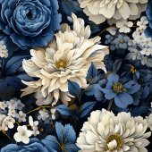 Blue and Ivory Floral Modern Table Runner ロングテーブルランナー