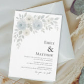 Blue and Ivory Floral Wedding Invitation 招待状
