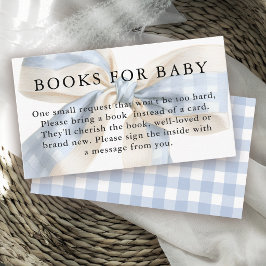 Blue and Ivory Gingham Bow Books for Baby エンクロージャーカード
