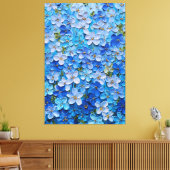 Blue and Light Blue Floral Abstract Wall Art キャンバスプリント (インサイチュ (リビング))
