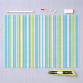 Blue and Lime Green Striped  Tissue Paper 薄葉紙 (クラフト)