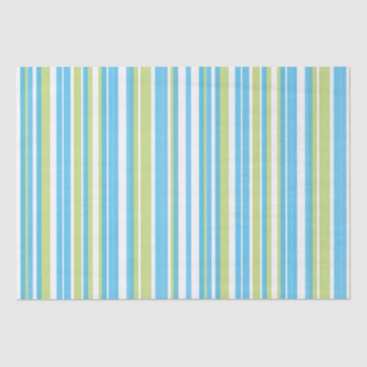 Blue and Lime Green Striped  Tissue Paper 薄葉紙 (正面)